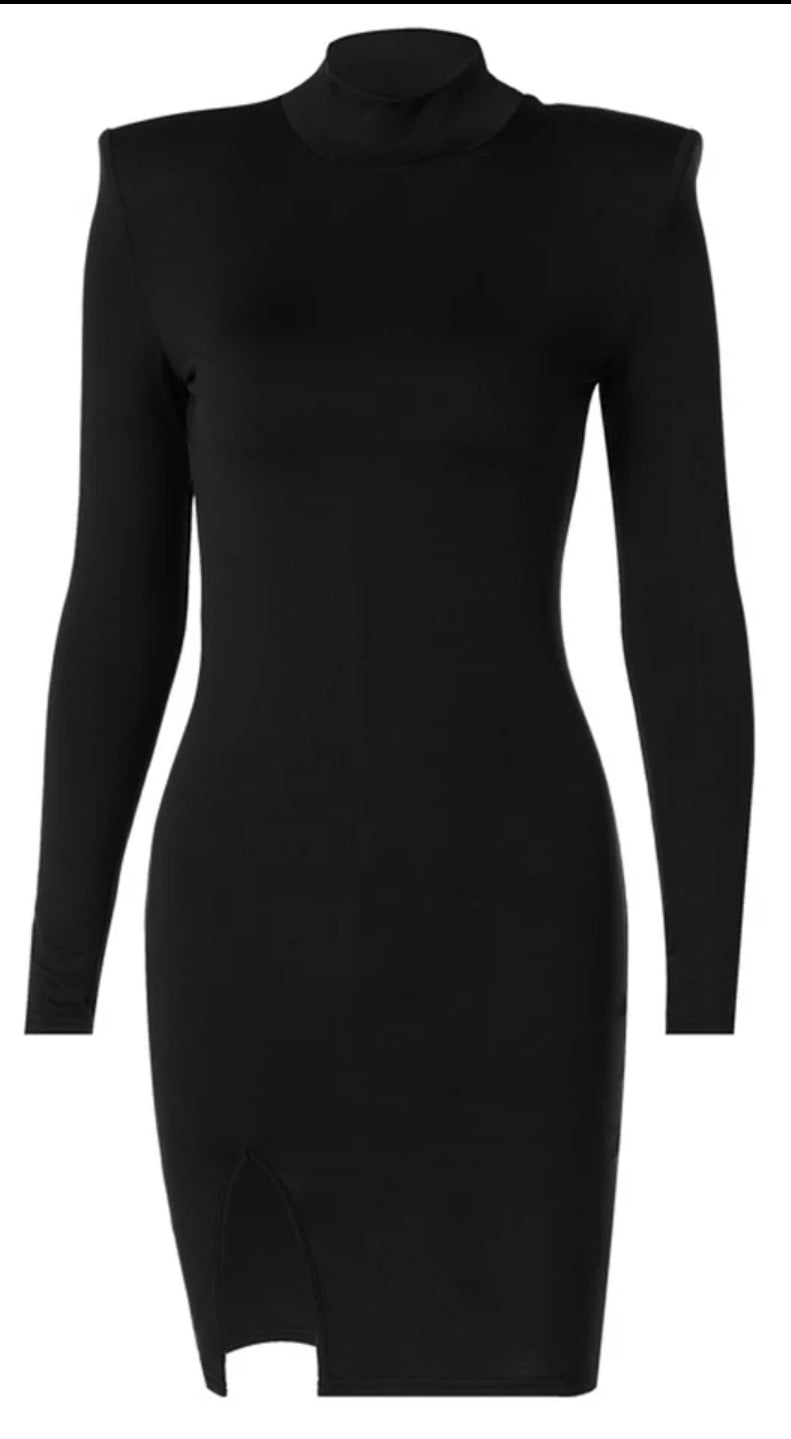 Women Spring Autumn Long Sleeve Bodycon Solid Colour Black Slim Package Hip Mini